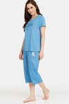 Rosaline Reclaimed Nature Knit Cotton Capri Set - Azure Blue — thumbnail 2